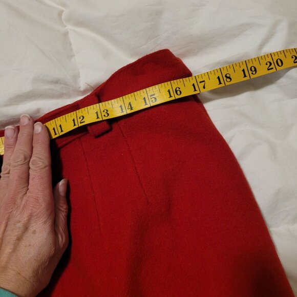 VTG Red Wool Skirt Side Button Zipper Custom made Y2K 90s retro classic chic - Picture 5 of 6